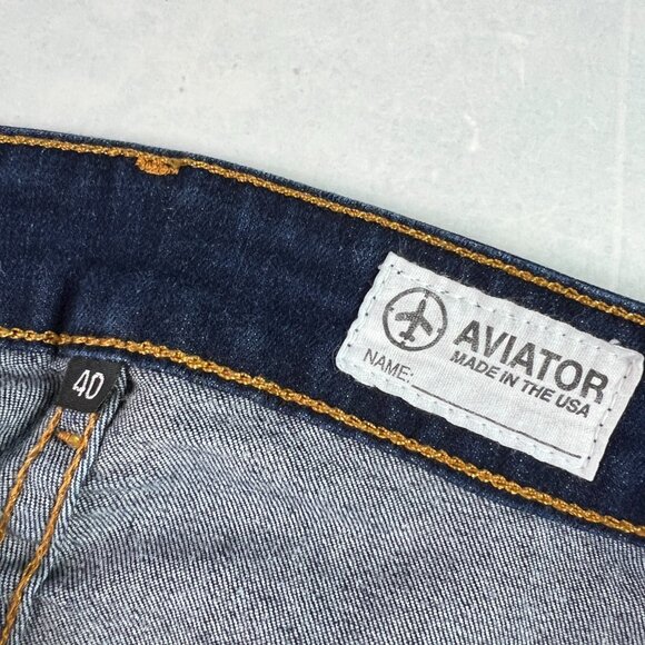 Aviator Jeans Men's 39 x 32* Straight Dark Blue Faded Stretch Denim Tag 40 - Picture 6 of 16